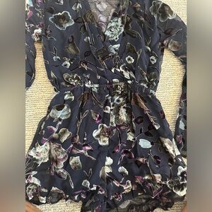 Altard State Floral Velvet Long Sleeved Romper Small